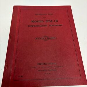 Bendix Radio Model RTA-1B Instruction Book - Red Cover